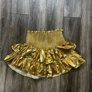 Queen Of Sparkles Gold Tiered Swing Skirt